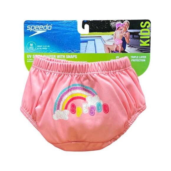 Speedo - Baby Girls Swim Diaper With Snaps - Pink - Medium (12 Month Old) Medium - Picture 3 of 12